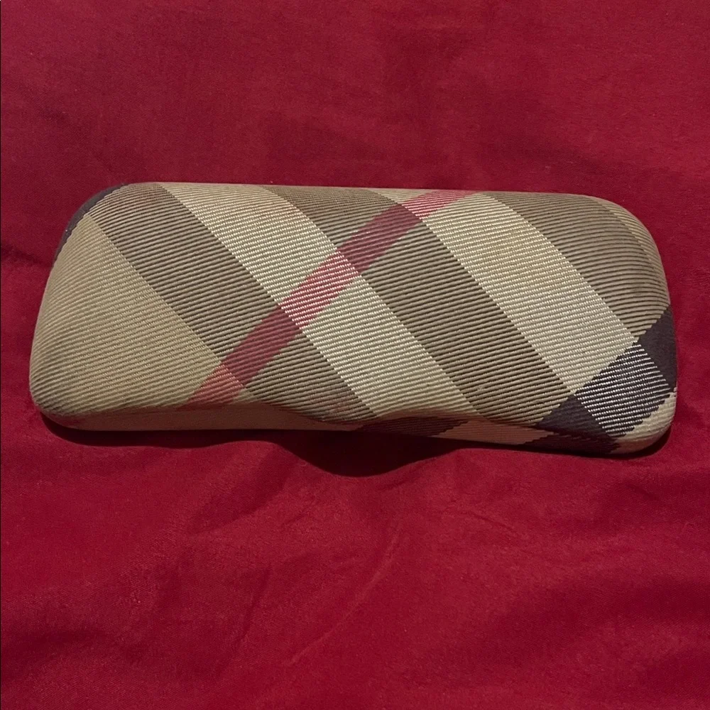 Burberry Beige and Red Plaid Glasses Case
